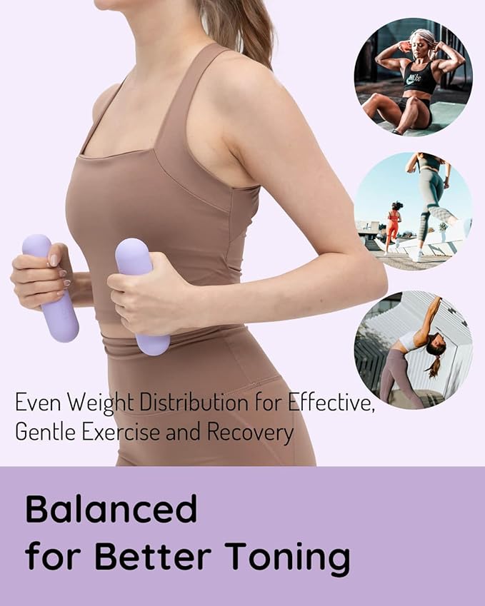Hand Weight Bars for Women (2.2 LB) | Resistance Booty Bands | Pilates, Yoga, Dance, Aerobics, Running, Cardio, Gym, Strength Training | Non-Slip | Portable Dumbbells | Women & Men