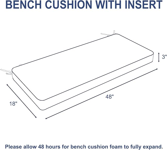 Outdoor Bench Cushion, Bench Furniture Cushion 48x18x3 Inch, Porch Swing Cushions for Home Garden Loveseat Couch Sofa Glider, Stripe Red Blue