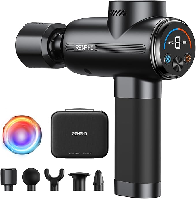 RENPHO Active Thermacool 2 Massage Gun with Heat and Cold Therapy, Professional Deep Tissue Handheld Massager with Carry Case, Percussion Body Muscle Masajeador for Men Women Athletes Back