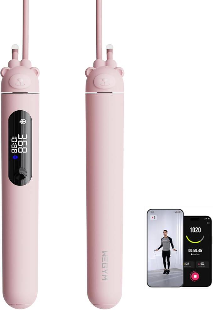 Smart Jump Rope for Men Women, Adjustable Jump Rope for Indoor Outdoor Workout, Jump Counting, Tracking - Data Analysis LED Display Screen Rechargeable Skipping Rope Fitness Gift for Adults Kids