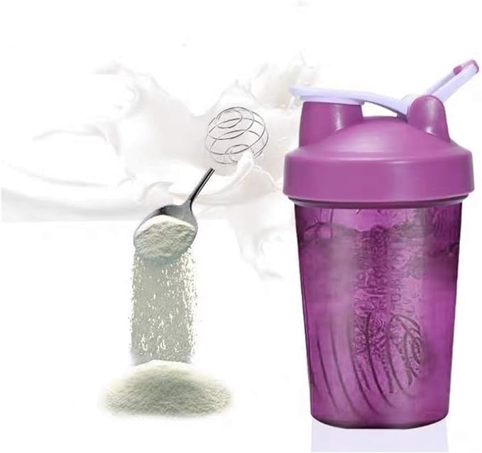 Protein Shaker Bottle w. Classic Loop Top & Stainless Whisk Ball-Perfect for Protein Shakes and Pre Workout-BPA Free-(16 oz,Purple)