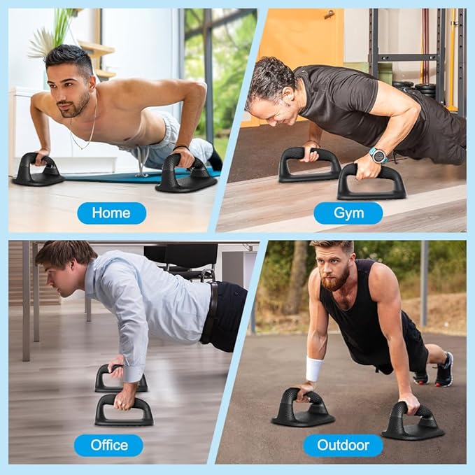 BeneLabel Push Up Bars Black Pushup Handles with Bottom Anti-Slip Pad Push Up Handles for Floor Soft Plastic Strength Training Pushup Stands with Comfortable Grip