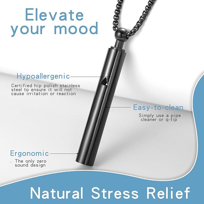 Anxiety Breathe Easy Necklace Mindfulness Breathing Necklace Breathlace Stainless Steel Pendant for Natural Calm & Stress Relief