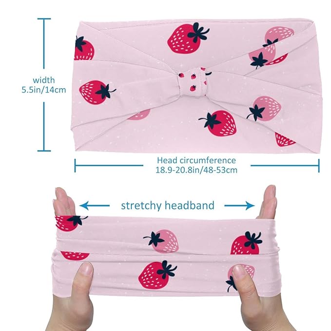 pink strawberry (2) Wide Headbands for Women