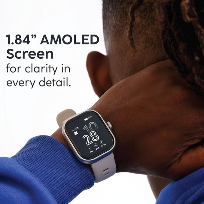 Cubitt Viva Smartwatch/Fitness Tracker with 1.84" Touch AMOLED Screen, Bluetooth Calling, 60+ Sports, Blood Oxygen, Heart Rate, Stress and Sleep Monitor, Waterproof, Step Counter for Men and Women