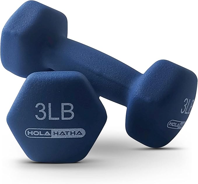 HolaHatha 2, 3, 5, 8, and 10 Pound Neoprene Dumbbell Free Hand Weight Set with Rack, Ideal for Home Exercises to Gain Tone and Definition, Pastel