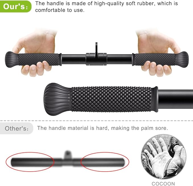 SELEWARE Rotating Straight Bar Cable Machines Attachments for Gym, Pull Down Bar Press Down Bar with Non-Slip Rubber Handle, Universal Attachment for Cable Machines