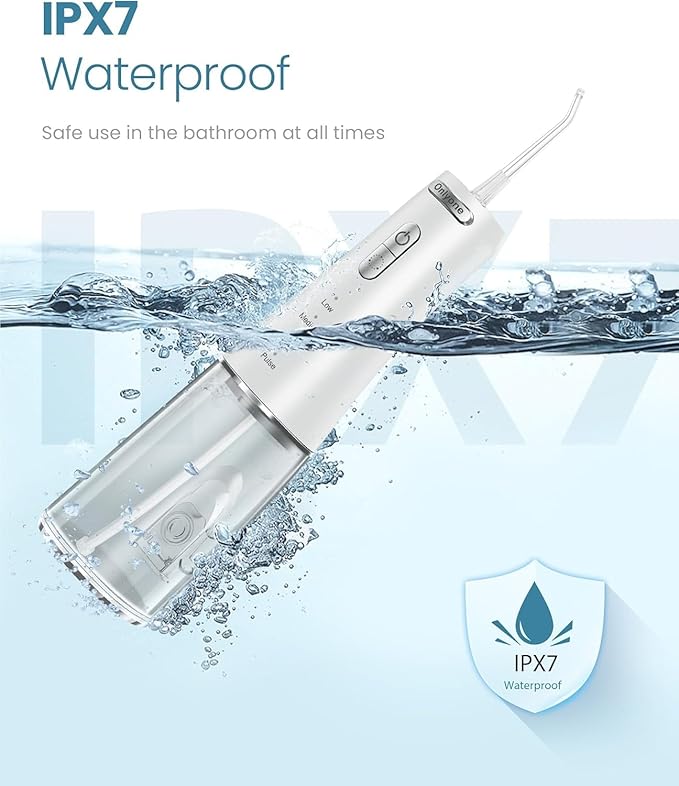 Onlyone Water Dental Flosser, 300ML Portable Oral Irrigator for Teeth, 4 Modes and 5 Jet Tips,Rechargeable Irrigation Cleaner,Electric Flossing Machine Power Flossers & Irrigator Accessories White