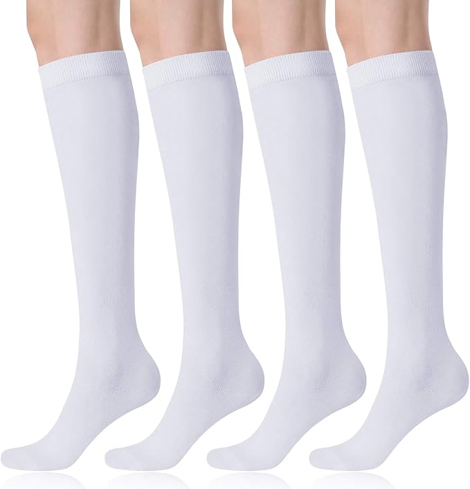 FITRELL Women's Knee High Socks Outdoor Sport Athletic Socks Casual Stripe Tube Socks 1-4 Pack