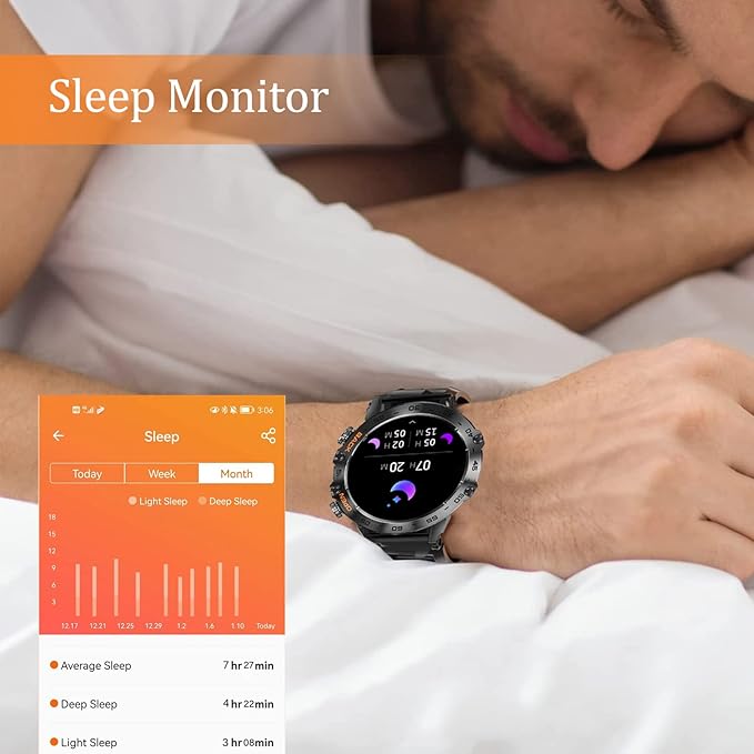 Smart Watch for Men Fitness Tracker(Answer/Dial Call) Bluetooth Call 1.39''HD Military Smartwatch Fitness Watch for Android iOS Outdoor Waterproof Tactical Watches with Heart Rate SPo2 Monitor