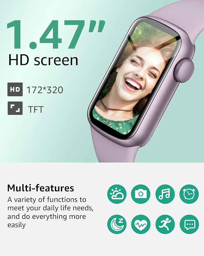 IMFRCHCS Fitness Tracker,Smart Watch with 1.47" Touch Display,137+Sport Modes Fitness Watch with Heart Rate Sleep Monitor, Step Counter,IP68 Waterproof Activity Trackers for Women Men