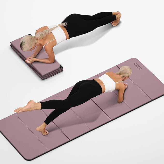 Foldable Yoga Mat Extra Thick 0.32 Inches Eco-Friendly POE Material, Non-Slip Design Fitness Mats, Multi-Purpose Workout Mats For Studio or Home Use (70 x 24 x 0.32 inches）