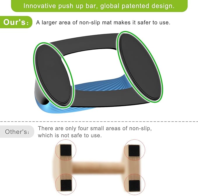 Kipika Push Up Bars, Pushup Stands With Thickened Soft Plastic Handle, Stable and Non-Slip Base, Pushup Handles Perfect for Floor Strength Training