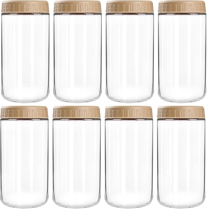 Overnight Oats Containers with Lids, 24oz Glass Jars with Lids 8 pcs, Taffy, Wide Mouth Mason jars for Salad, Yogurt, Snacks, Meal Prep