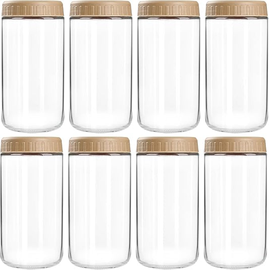 Overnight Oats Containers with Lids, 24oz Glass Jars with Lids 8 pcs, Taffy, Wide Mouth Mason jars for Salad, Yogurt, Snacks, Meal Prep