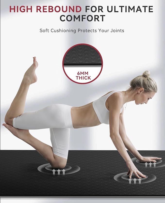 HAPBEAR Large Yoga Mat - 72"x36"x6mm (1/4 inch), Extra Wide Non-Slip Exercise Mat for Home Workout, Yoga, Pilates & Stretching, Durable & Eco-Friendly, Includes Bonus Resistance Bands & Carry Bag