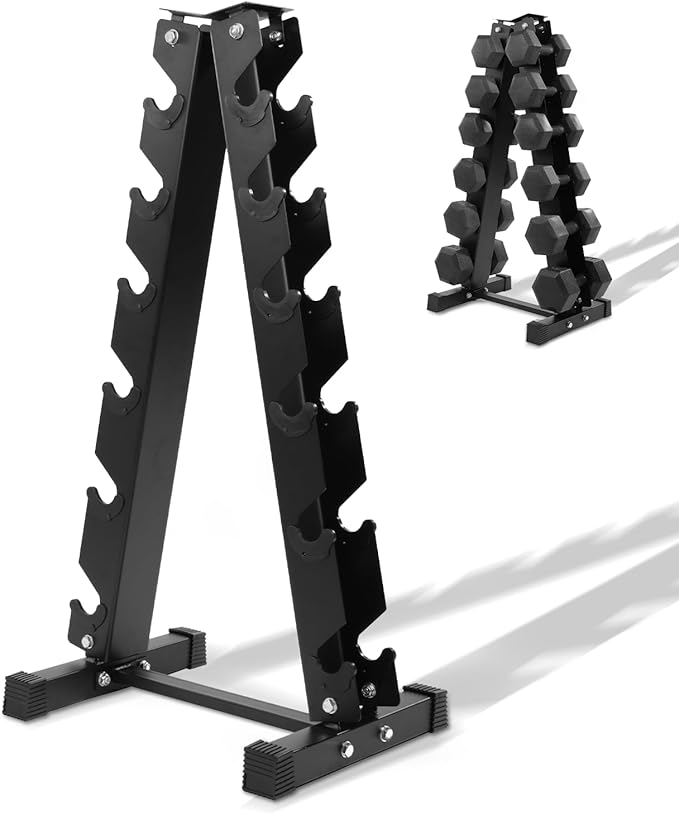 Heavy Duty Dumbbell & Kettlebell Storage Rack Stand, Space-Saving Weight Organizer with Anti-Slip Pads for Home Gym (Dumbbells Not Included)