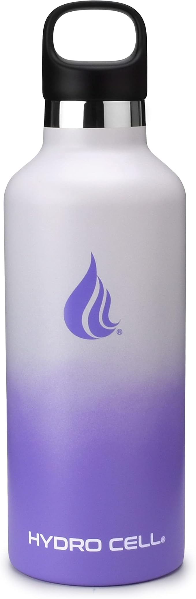 HYDRO CELL Stainless Steel Water Bottle with Straw & 2 Standard Mouth Lids (32oz 24oz 20oz 16oz) Keeps Liquids Hot or Cold w/Double Wall Vacuum Insulated Leak Proof Sport Design (Lavender/White 32oz)