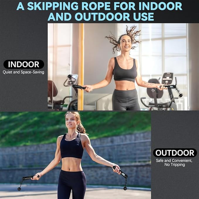 Runaivete Skipping Rope with Counter, Cordless Jump Ropewith LCD Display, Smart Weighted Jump Rope, Displaying Jump Count, Time&Calories Burned Counting Jumprope for Fitness&Lose Weight