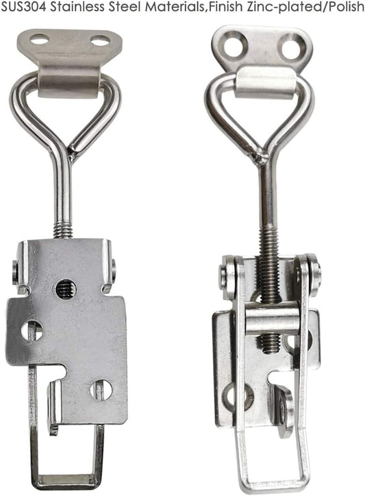 Adjustable Latch Buckle Cabinet Boxes Lever Handle Toggle Catch Latch Lock,Silver,Adjustable Range 126-148mm,2 Pcs