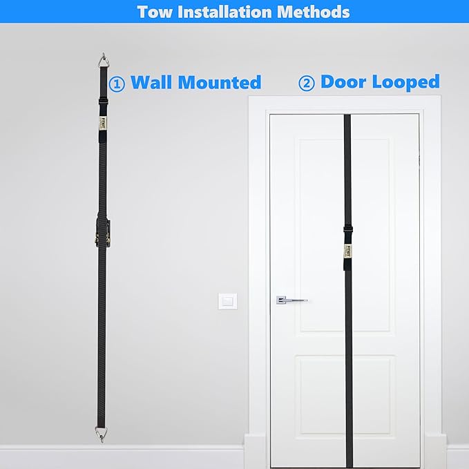 Door and Wall Moveable Anchor Straps with Adjustable Multi Point for Resistance Bands, Workout Attachment for Home Gym, Fits 6-8 ft Doors