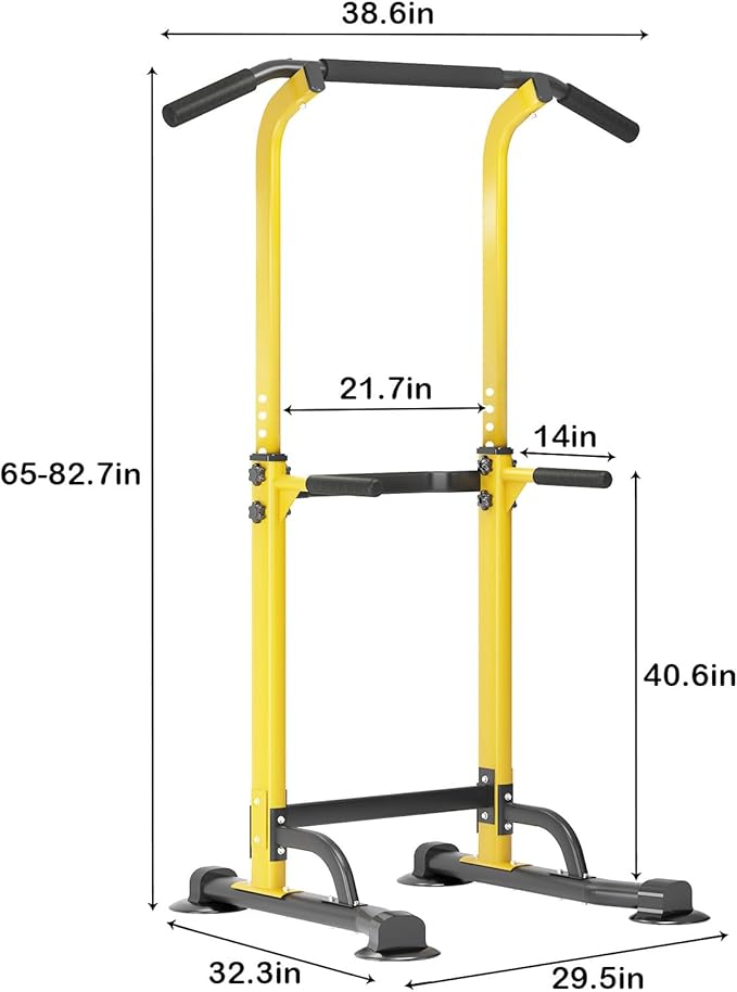 SogesHome Power Tower Pull Up Bar and Dip Station Adjustable Height Dip Stand Multi-Functional Strength Training Fitness Workout Station