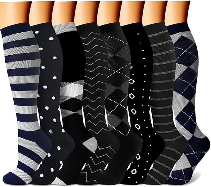 CHARMKING Compression Socks for Women & Men Circulation (8 Pairs) 15-20 mmHg is Best Support for Athletic Running,Hiking