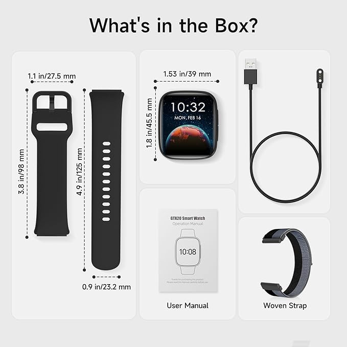 Smart Watch for Men Women, 1.85" AMOLED Ultra-Clear Screen Smartwatch Compatible iPhone/Samsung/Android, 100+ Sport Modes Fitness Tracker with Heart Rate/SpO2/Sleep Monitor 3ATM Waterproof, 2 Bands