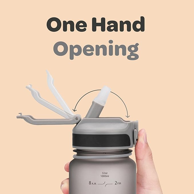 Hydracy Water Bottle with Time Marker -Large BPA Free Water Bottle & No Sweat Sleeve -Leak Proof Gym Bottle with Fruit Infuser Strainer & Times to Drink -Ideal for Fitness Sports & Outdoors