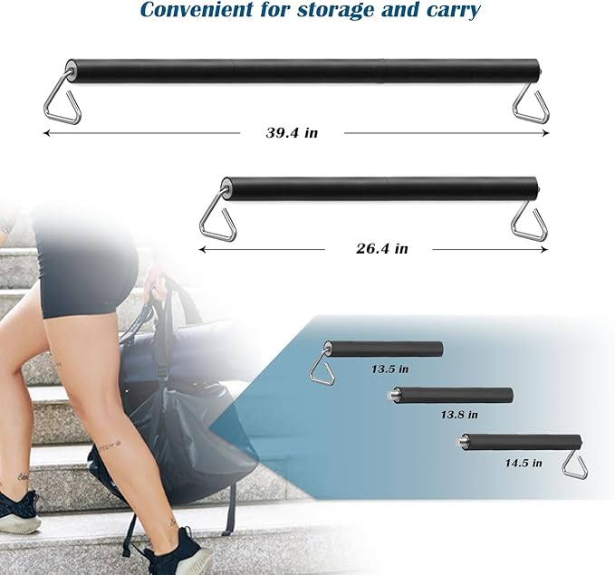 Resistance Band Bar, 26.4in or 39.4in, Workout Bar for Fitness, Portable Weightlifting Training, Suit for Home Exercise, Resistance Band Training