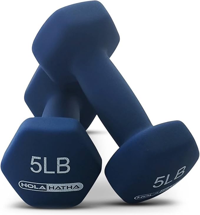 HolaHatha 2, 3, 5, 8, and 10 Pound Neoprene Dumbbell Free Hand Weight Set with Rack, Ideal for Home Exercises to Gain Tone and Definition, Pastel