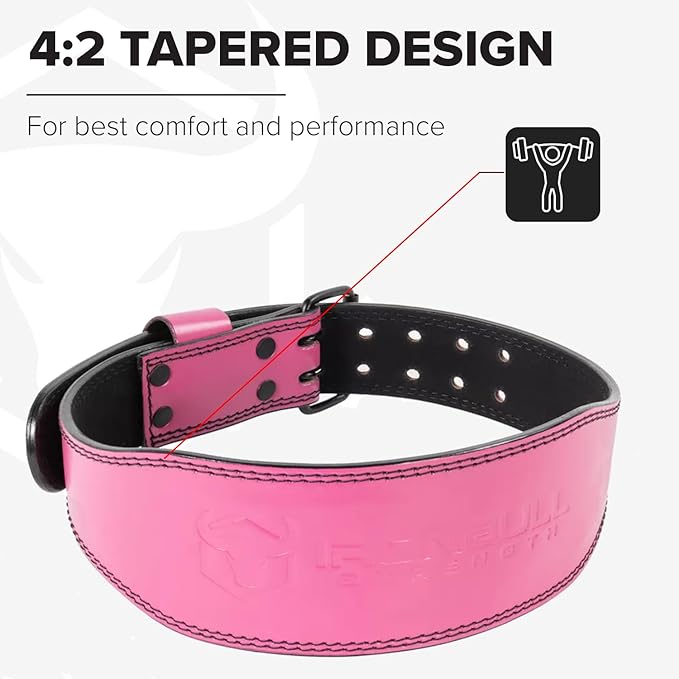 7mm Leather Weight Lifting Belt (IPF, USAPL, USPA, IPL USAW & IWF Approved) - 4" to 2” Tapered Premium Weightlifting Belt for Olympic Lifting, Powerlifting, Cross training, Gym, Workout & Weight Training - Weightlifting Belts for Men and Women