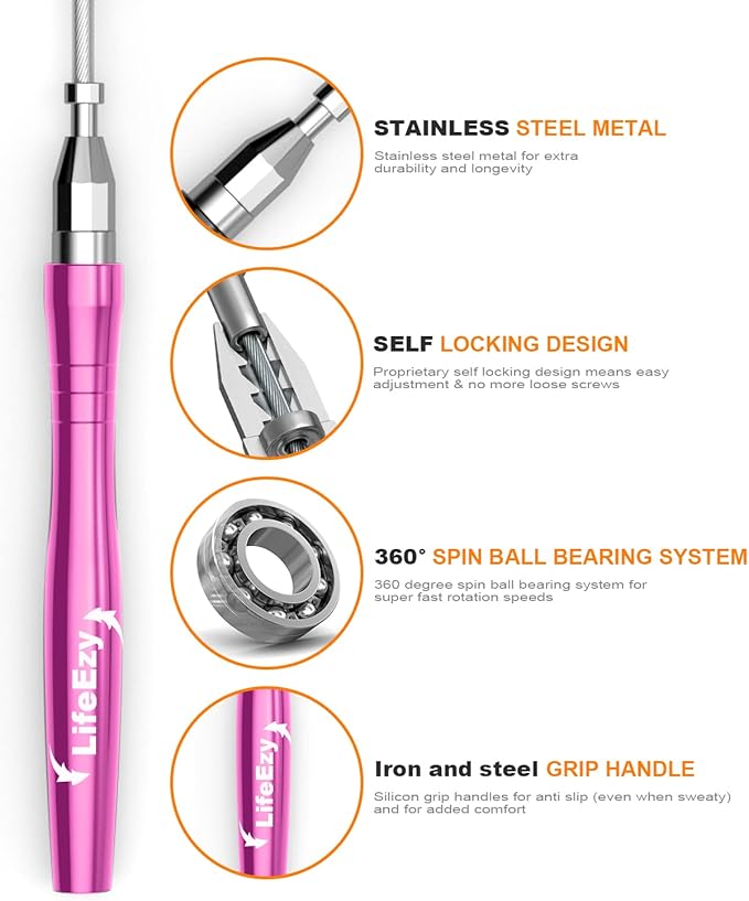 Jump Rope, High Speed Weighted Jump Rope - Premium Quality Tangle-Free - Self-Locking Screw-Free Design - Jump Ropes for Fitness - Skipping Rope for Workout Fitness, Crossfit & Home Exercises