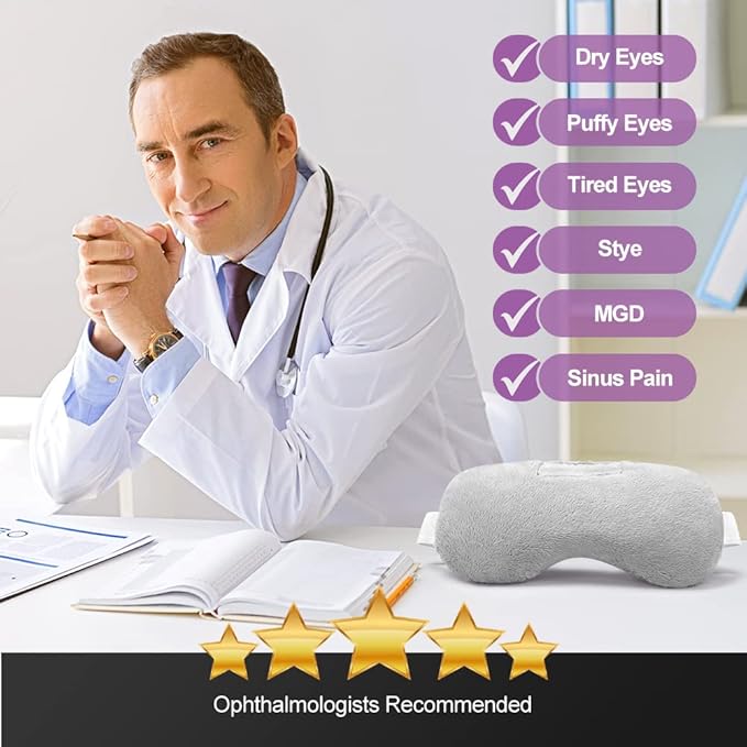 Lavender Eye Mask, Aromatherapy Weighted Eye Mask for Dry Eyes, Sleep Mask for Men Women, Hot & Cold Therapy Eye Cover for Compression Pain Relief, Eye Pillow for Puffy Eyes, Migraine, Sinus Pain-Grey