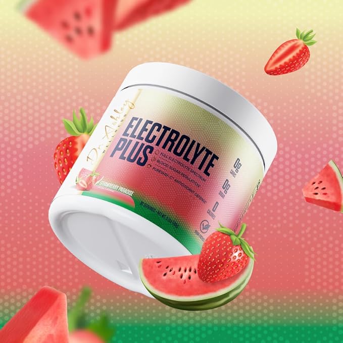 Electrolyte Plus Powder Drink Mix | Full Spectrum Electrolytes – Gluten Fee and Zero Sugar for Max Hydration | 30 Servings (30 Serving, Strawberry Paradise)