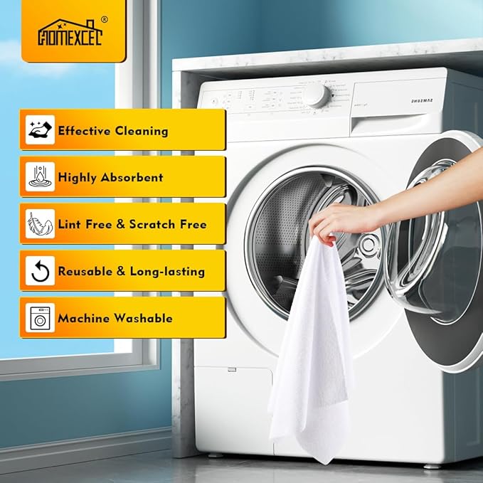 HOMEXCEL White Shop Towels 100 Pack, Reusable Microfiber Towels for Cars, Bulk Multipurpose Microfiber Cleaning Cloths, Lint Free Cleaning Rags for Car, House and Kitchen, 11.5 x 11.5 inch
