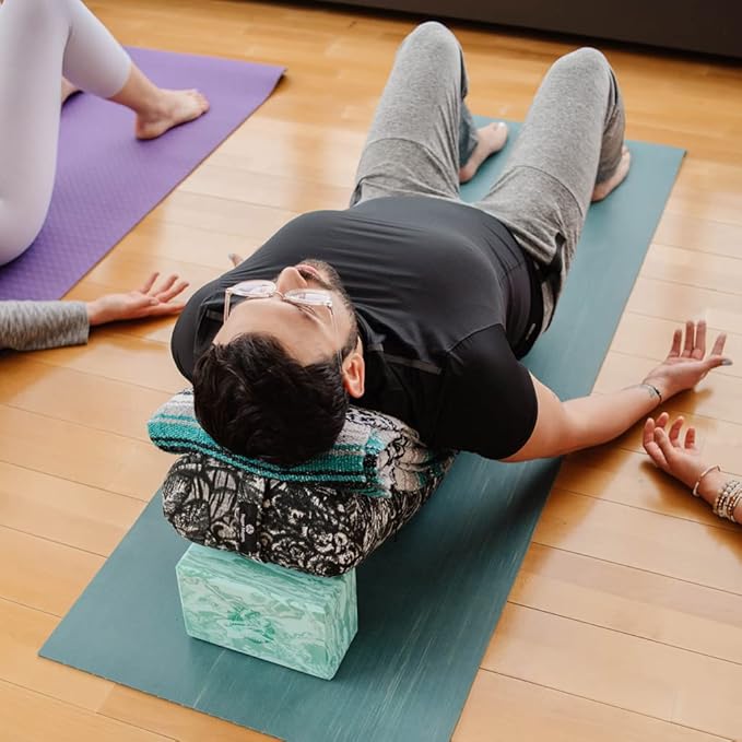 Hugger Mugger 4 in. Foam Yoga Block - Strong and Stable, Beveled Edges for Comfort, Most Favored Block Size, Helps with Alignment and Support in Many Poses