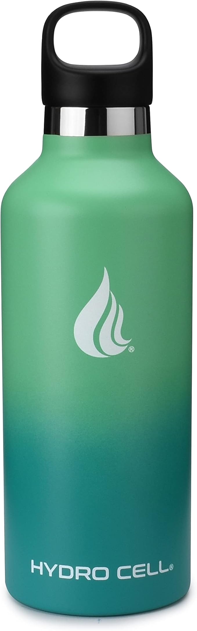 HYDRO CELL Stainless Steel Water Bottle with Straw & 2 Standard Mouth Lids (32oz 24oz 20oz 16oz) Keeps Liquids Hot or Cold w/Double Wall Vacuum Insulated Leak Proof Sport Design (Mint/Green 32oz)