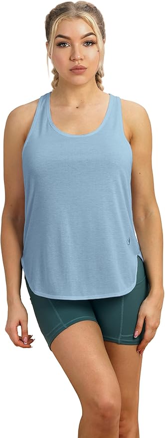 icyzone Women's Racerback Workout Athletic Running Tank Tops Loose Fit (Pack of 2)