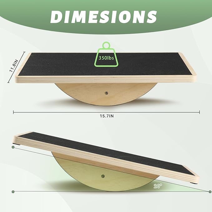 Professional Wooden Balance Board for Adults-Anti-Slip 350LBS Wobble Board for Physical Therapy, Standing Desk, Core Strength-Rocker Board,Balancing Board