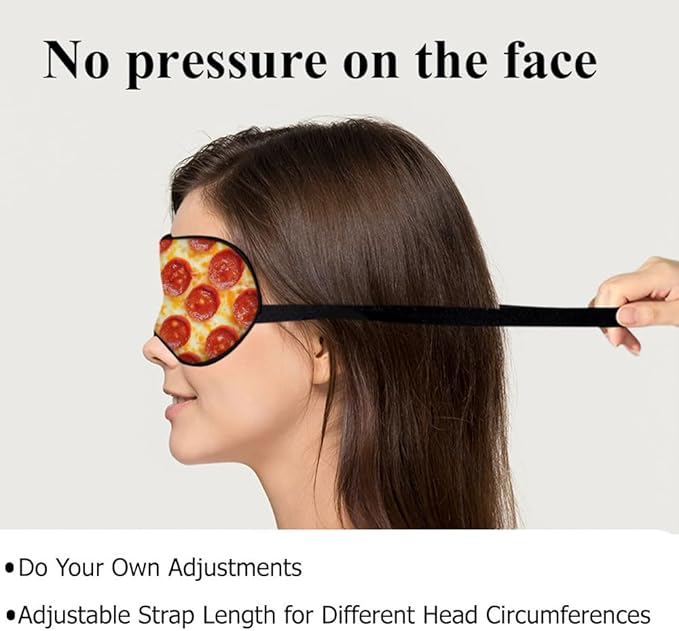 Silk Cheese Pizza Sleep Mask with Adjustable Strap for Travel, Office, Gift