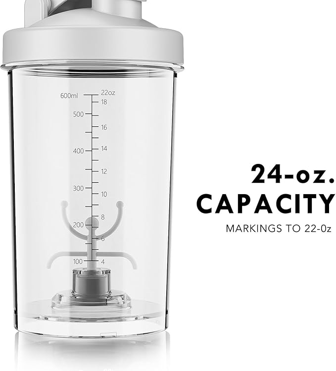 Electric Shaker Bottle USB C Rechargeable Protein Shaker Bottle Shaker cups for Protein Shakes Mixer with 24oz BPA Free Tritan Meal Replacement Shakes Made with Tritan Portable Blender Cup (White)