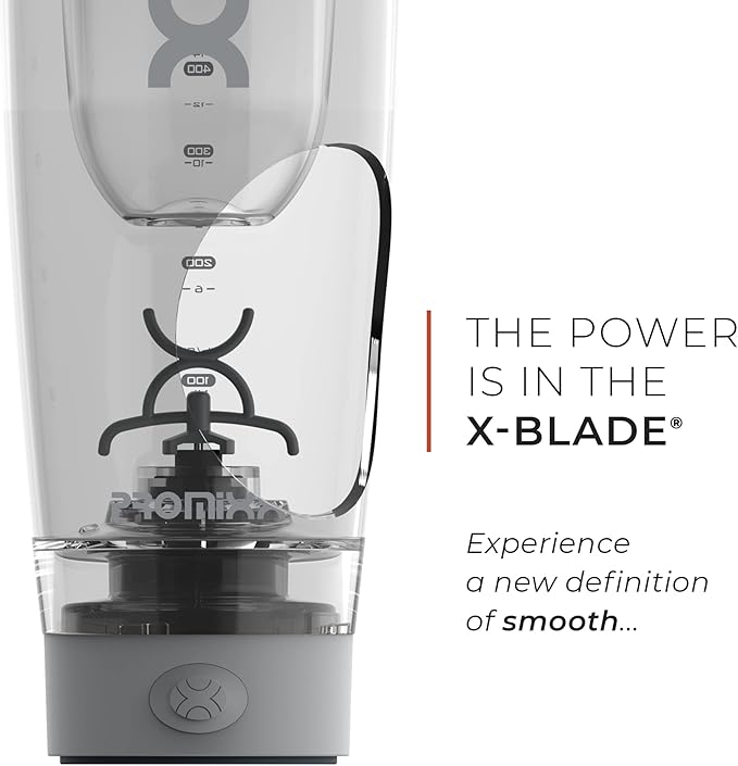 Promixx PRO Shaker Bottle New Edition – Rechargeable, Powerful for Smooth Protein Shakes – includes Supplement Storage, BPA Free, 20oz Cup, Graphite Gray