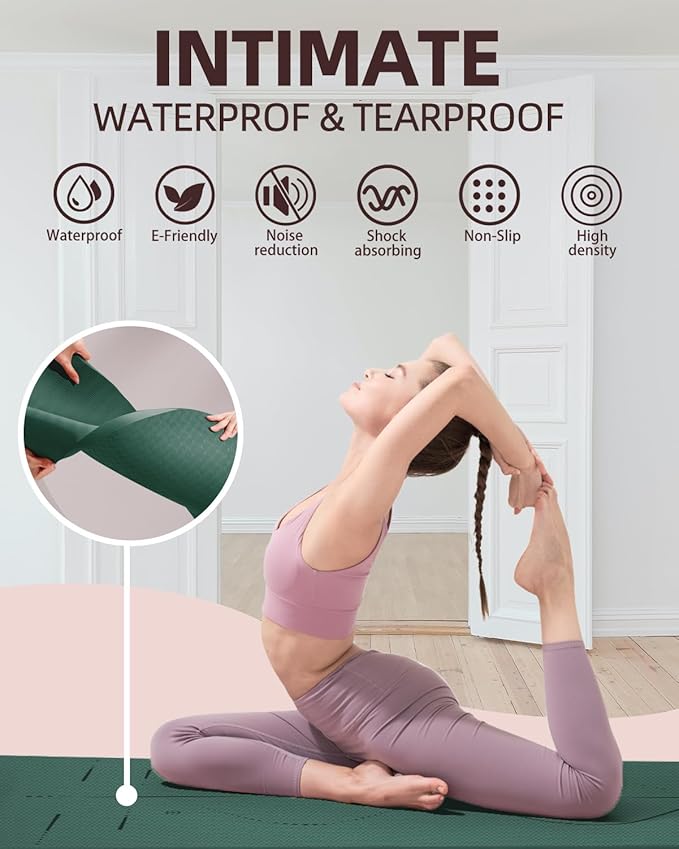 YOTTOY Yoga Mat, 72"x 32"x1/3" Extra Wide Non-Slip Exercise Fitness Yoga Mats,Eco-Friendly TPE Exercise Mats for Women Men Home Workout with Strap Bag