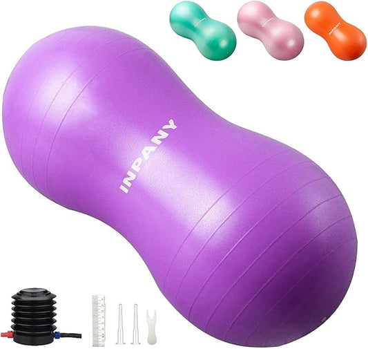 INPANY Peanut Ball - Anti Burst Exercise Ball for Labor Birthing, Physical Therapy for Kids, Core Strength, Flexible Seating, Home & Gym Fintness, Sensory Chair Wiggle Seat for Boys and Girls