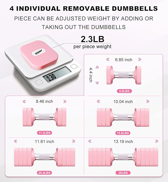 15LB 20LB 40LB 50LB Adjustable Dumbbell Set Free Weights Dumbbells Set for Women Men Hand Weights Sets Adjust Dumbbell Weight Sets for Home Gym Exercise Workout Strength Training Equipments