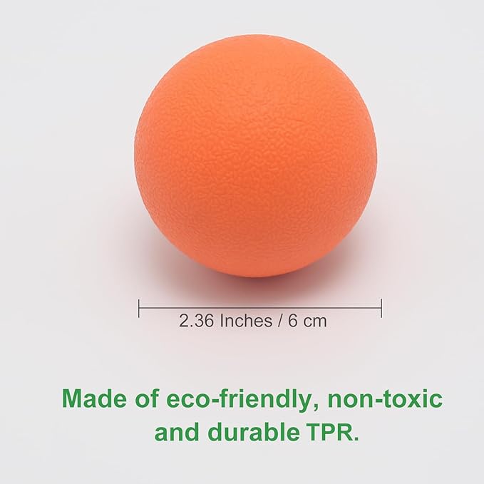 Hard Lacrosse Ball Massage Ball Therapy. Firm Trigger Point Massager Tool for Deep Tissue Yoga Physiotherapy Myofascial Release Muscle Relax Plantar Fasciitis Pain Relief (2 Pack) (Orange)