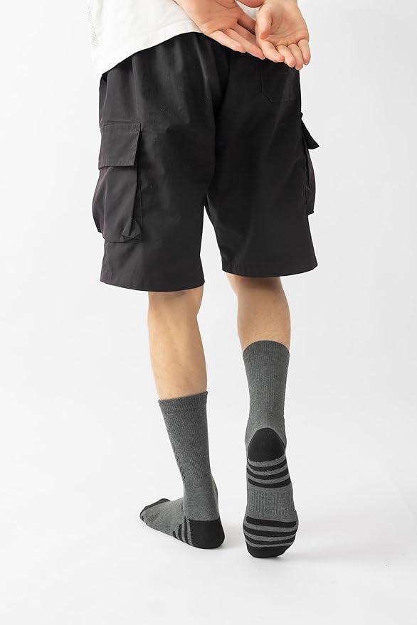 JOYNÉE 8 Pairs Mens Crew Athletic Work Long Socks Calf Cushioned Socks for Sports Running Workout Gym