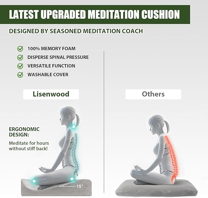 Meditation Cushion - Floor Pillow, Enlarge High Density Extremely Firm, Large Big Foam Floor Cushion Seating for Adults - Premium Yoga Pillows for Adults Gifts for Women, Men,Gray