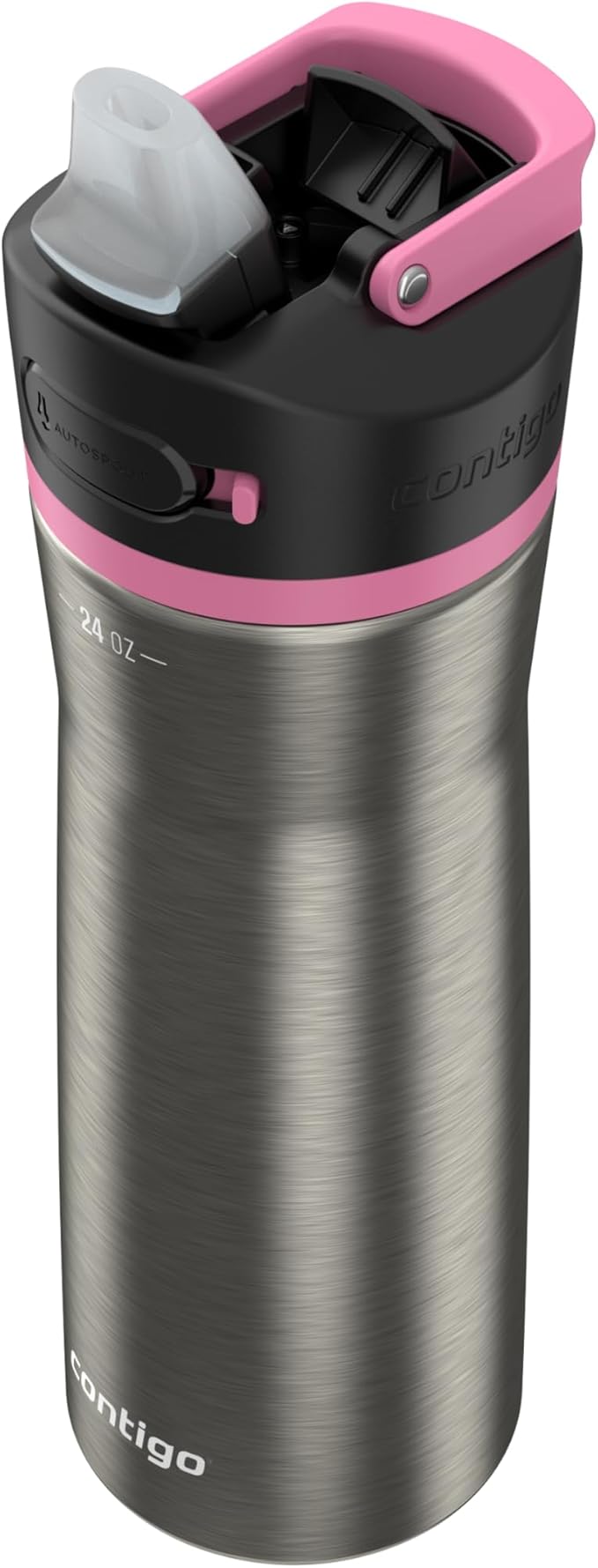 Contigo Ashland Water Bottle, 24 oz, Stainless Steel w/Azalea